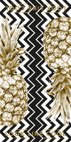 Recycled Plastic Gold Pineapple Compact, Sand Free, Fast Drying Beach/Travel Towel- 'Coco Chevron'