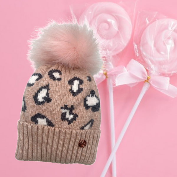 New Custom Designed Tan Cashmere Blend Pom Beanie with Pink Embroidered Rose. Personalized Cashmere Pom Pom Beanie: Hand Embroidered  main image 4