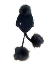 Onyx Triple Pom Pom Hat with Tassels