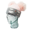 Adult Pink Hearts Cashmere Double Pom Pom Beanie Hat