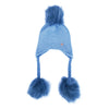 Triple Pom Pom Hat with Tassels- Baby Blue with Blue Poms