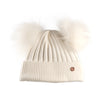 White Cashmere Double Pom Pom Beanie Hat