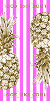 Recycled Plastic Gold Pineapple Compact, Sand Free, Fast Drying Beach/Travel Towel- 'Sunset Pink'