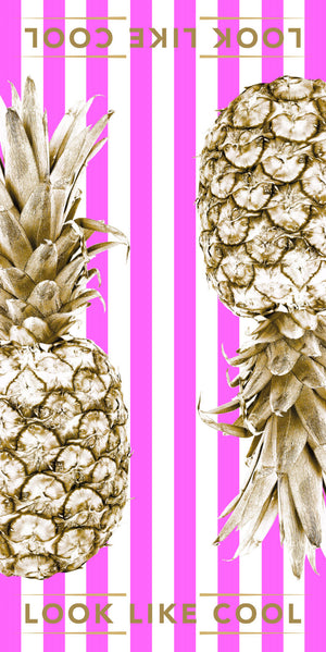 Recycled Plastic Gold Pineapple Compact, Sand Free, Fast Drying Beach/Travel Towel- 'Sunset Pink'