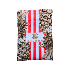 Recycled Plastic Gold Pineapple Compact, Sand Free, Fast Drying Beach/Travel Towel-'Electric Orange'