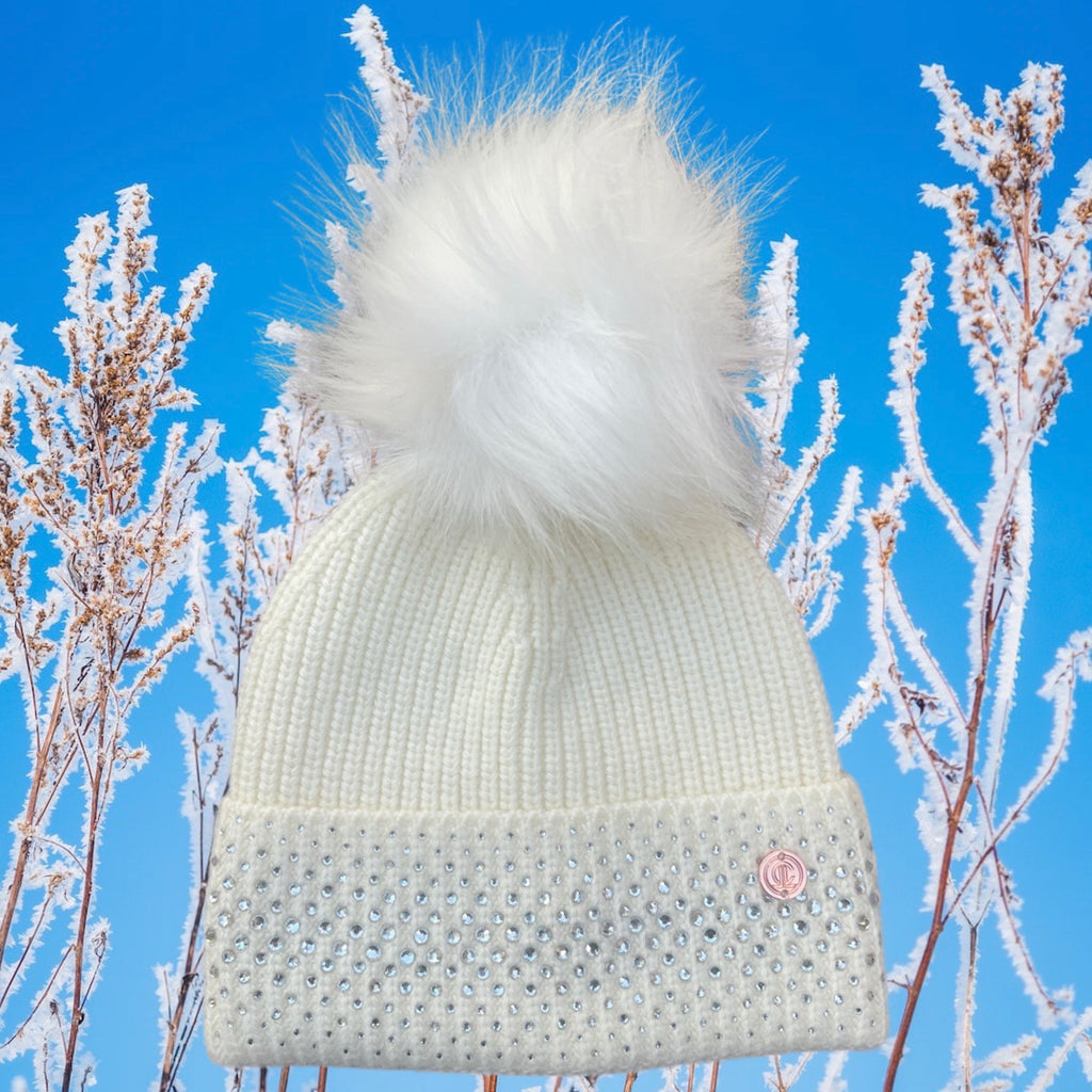 NEW! Luxury White Diamante Cashmere Hat