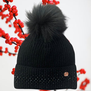 NEW! Luxury Black Diamante Cashmere Hat