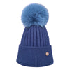 Adult Navy and Denim Blue Single Pom Cashmere Hat