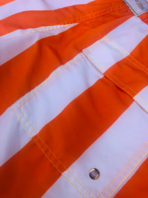 Neon Orange Stripe Recycled Plastic Quick Dry Swim Shorts