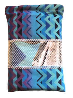 Recycled Plastic Gold Pineapple Compact, Sand Free, Fast Drying Beach/Travel Towel- 'Ocean Chevron'