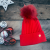 Adult Festive Red Single Pom Cashmere Hat