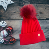 Festive Red Single Pom Cashmere Hat