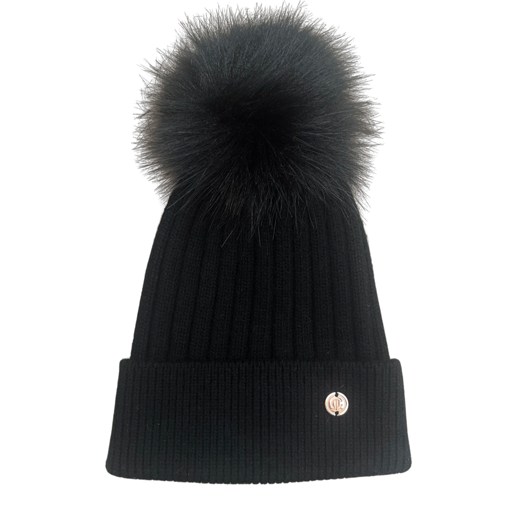 Adult Black Single Pom Cashmere Hat