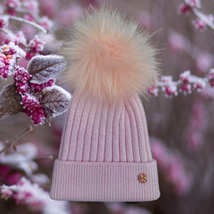 Pink Single Pom Cashmere Hat