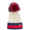 Adult Stripes Cream & Red Single Red Pom Cashmere Hat