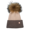 Adult Beige & Biscuit Single Pom Cashmere Hat