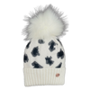 White Dalmatian Single Pom Cashmere Hat