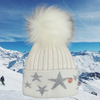 Adult Grey & White Stars Single Pom Cashmere Hat