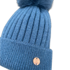 Denim Blue Single Pom Cashmere Hat