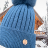 Adult Denim Blue Single Pom Cashmere Hat