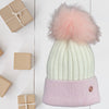 Adult Pink & White Single Pom Cashmere Hat