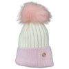 Adult Pink & White Single Pom Cashmere Hat