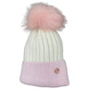 Pink & White Single Pom Cashmere Hat
