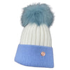 Adult Blue & White Single Pom Cashmere Hat