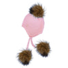 Triple Pom Pom Hat with Tassels- Baby Pink & Natural