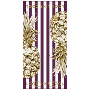 Recycled Plastic Gold Pineapple Compact, Sand Free, Fast Drying Beach/Travel Towel-'All About Aubergine'