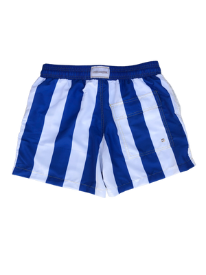 Azure Blue Stripe Recycled Plastic Quick Dry Swim Shorts