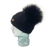 Black Cashmere Double Pom Pom Beanie Hat