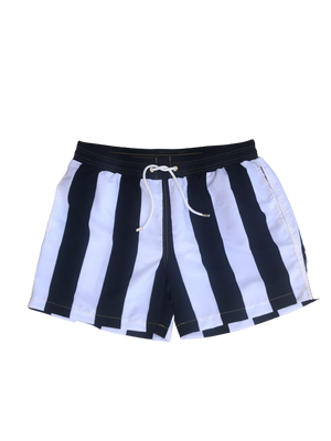Onyx Black Stripe Recycled Plastic Quick Dry Swim Shorts