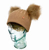 Adult Camel Luxe Cashmere Double Pom Pom Beanie Hat