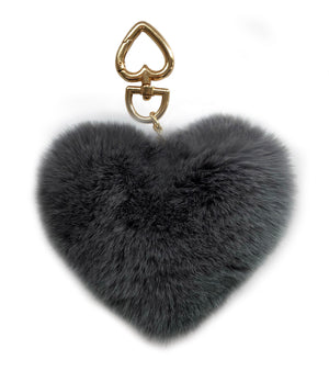 Luxury Grey Heart Shaped Key Ring or Bag Charm