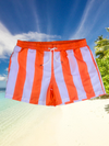 Neon Orange Stripe Recycled Plastic Quick Dry Swim Shorts