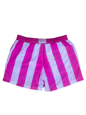Summer Pink Stripe Recycled Plastic Quick Dry Swim Shorts